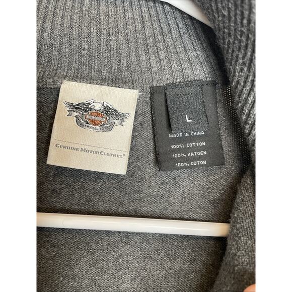Harley Davidson Women's 1/4 Zip Gray Sweater Sz XL Cotton Motorcycles Logo Biker - Picture 10 of 12